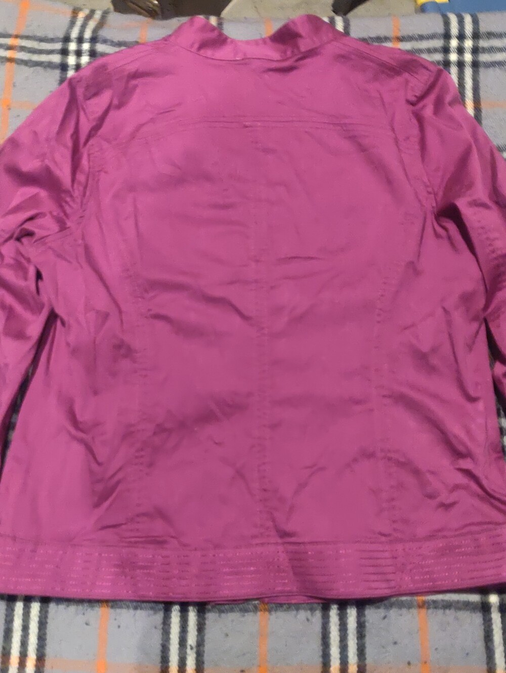 Women's Fuchsia Zip-Front Jacket Monroe And Main Cotton Spandex Size L Detailing - Picture 7 of 13